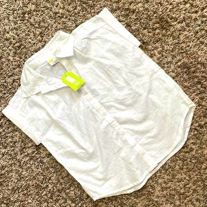Crazy8 White 100% cotton light button down rolled sleeves girls small 5/6